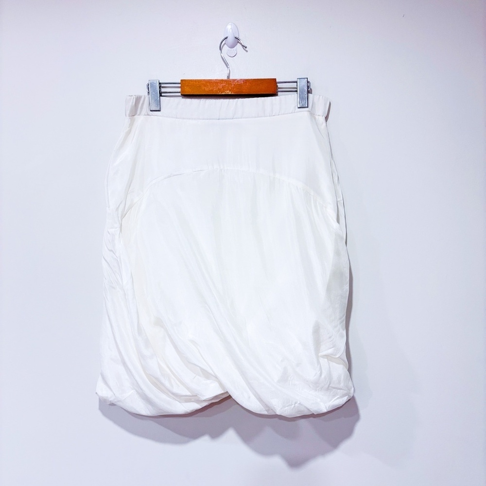 NUOVO‎ BORGO White silk draped sculptural midi skirt elegant | Size 6 *